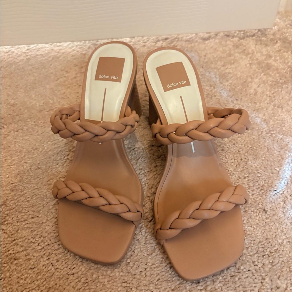 Dolce Vita Tan Braided-Strap Block Heel Mules - Picture 2 of 2
